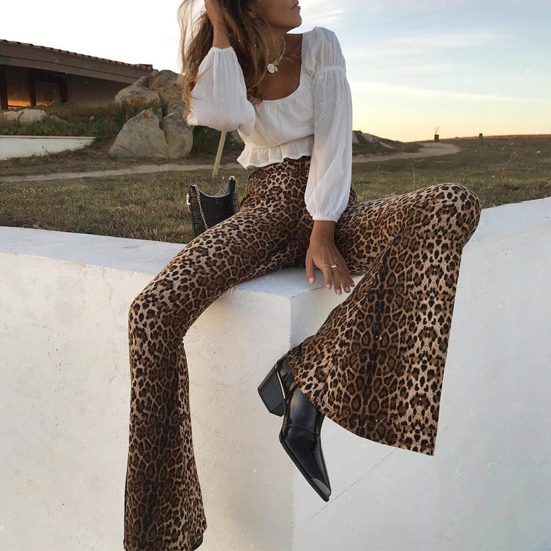 Leopard Tiger Print Texture Sexy Body Bell Bottom Stylish Pants