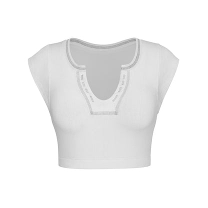 Sexy Low Cut Crop Top Tshirt High Quality For Women