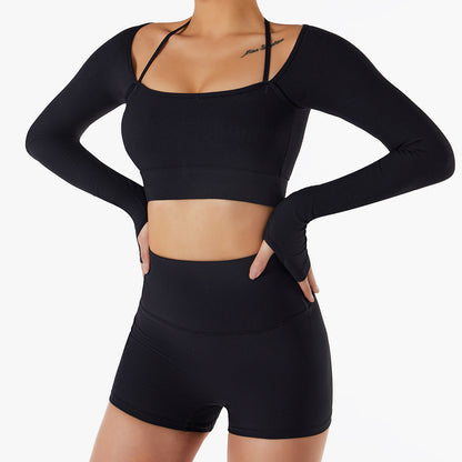 Spring And Summer New Sports Top Women With Chest Pad Quick Dry Fitness Clothes Slim Fit Tight Long Sleeve Yoga Clothes