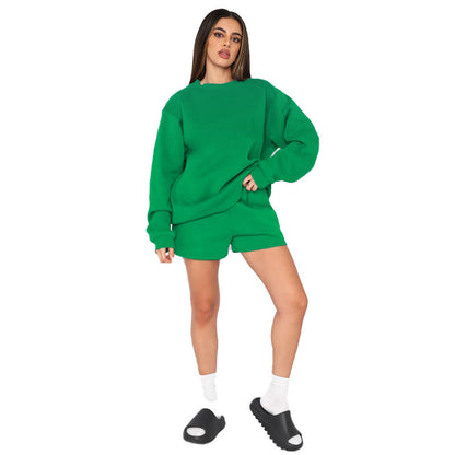 French Terry Material Sweatshirt With Shorts High Qaulity Sets Tracksuits For Women