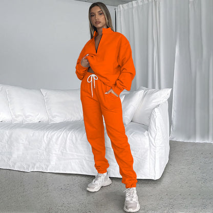 Stand Collar Solid Color Sweatshirt Comfortable Material Customized Support Sweatshirt For Women