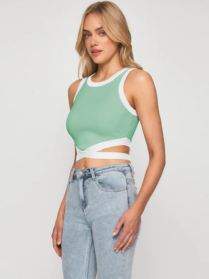 Rib Material Crop Top Cute Style High Quality Sexy Top For Women