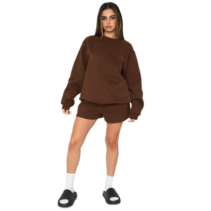 French Terry Material Sweatshirt With Shorts High Qaulity Sets Tracksuits For Women
