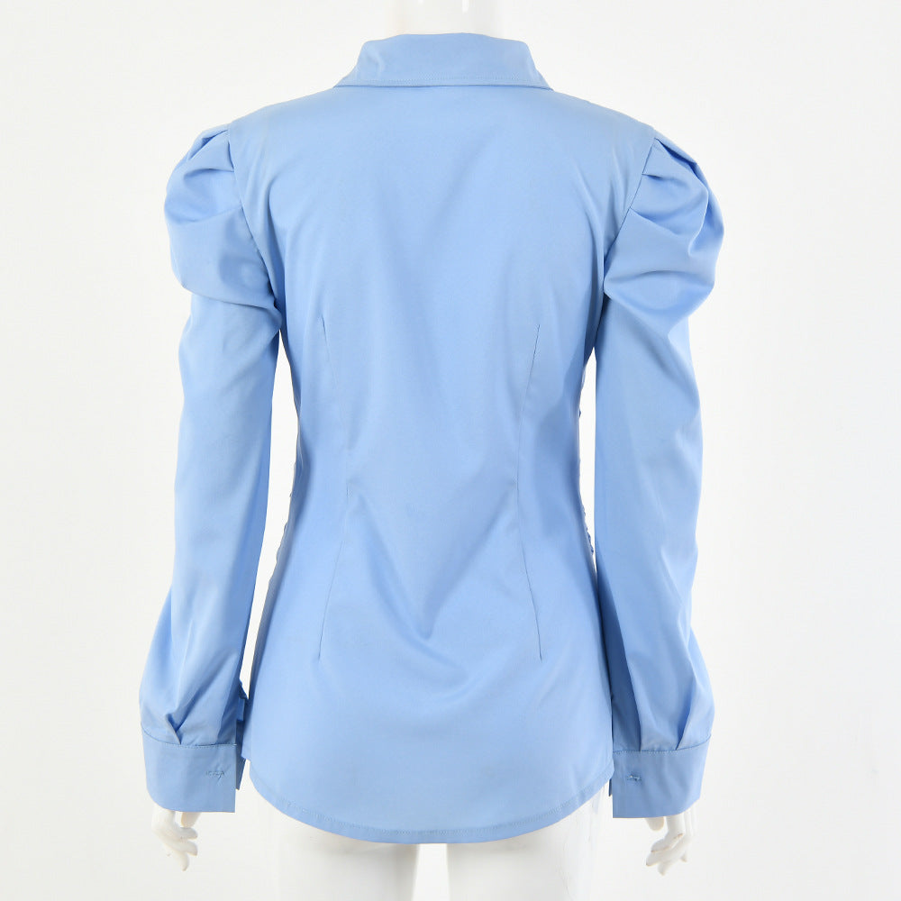 Pleated Stylish Professional Office Lady Shirt Style For Women