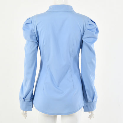 Pleated Stylish Professional Office Lady Shirt Style For Women