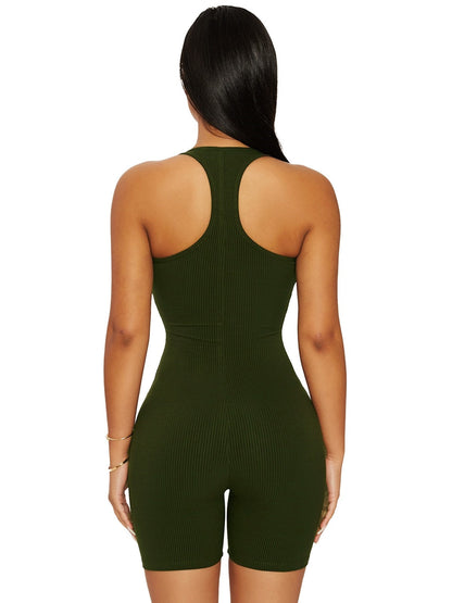 Rib Material High Quality Stretch One Piece Body Suit Jump Suit For Women
