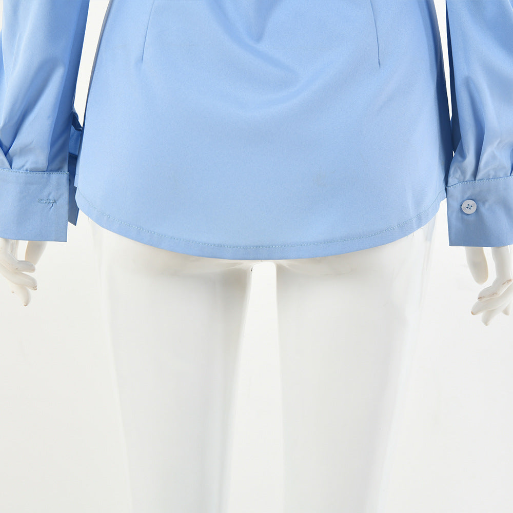 Pleated Stylish Professional Office Lady Shirt Style For Women