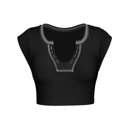 Sexy Low Cut Crop Top Tshirt High Quality For Women