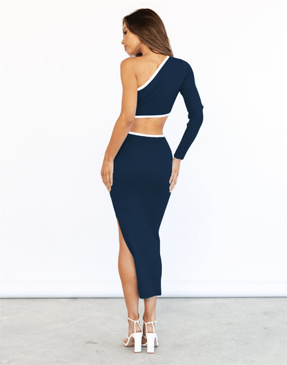 One PIece Rib Material Backless Skirt Hip Wrap Dress