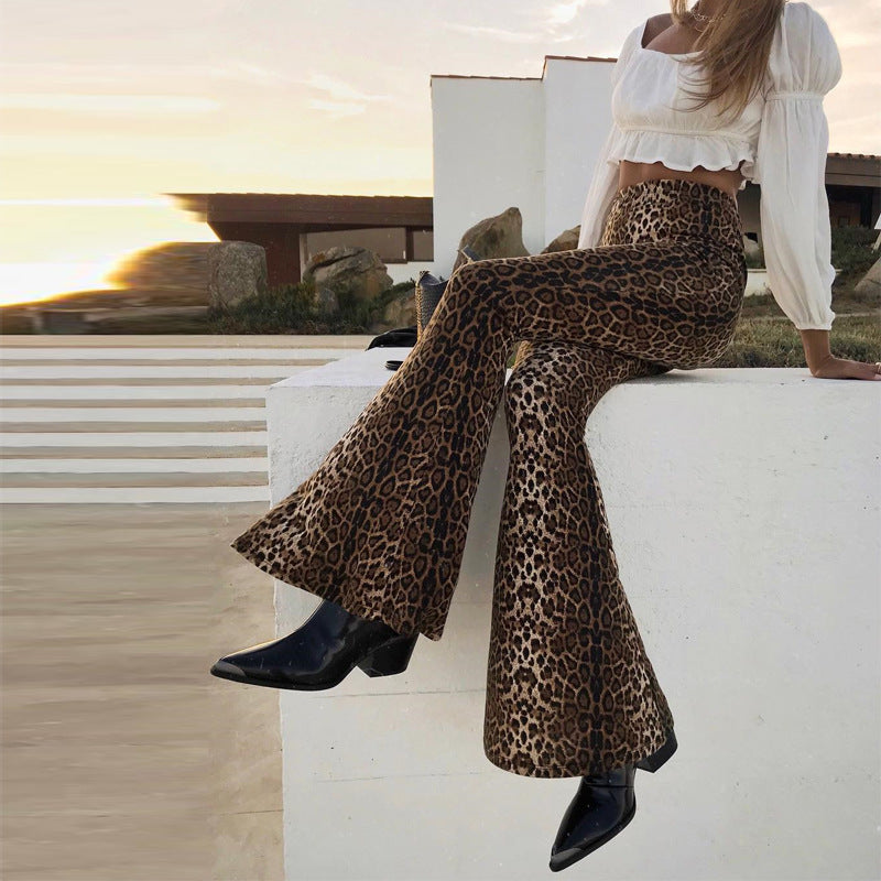 Leopard Tiger Print Texture Sexy Body Bell Bottom Stylish Pants