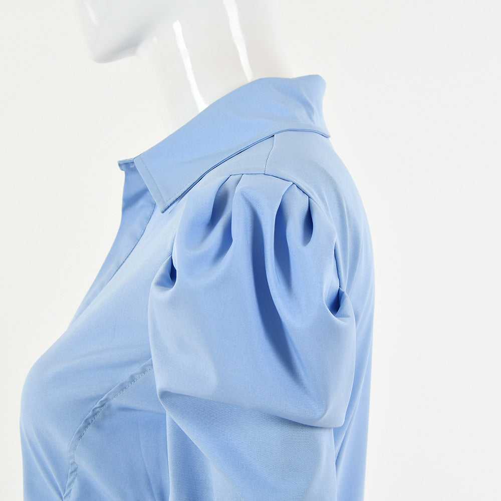 Pleated Stylish Professional Office Lady Shirt Style For Women