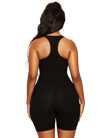 Rib Material High Quality Stretch One Piece Body Suit Jump Suit For Women