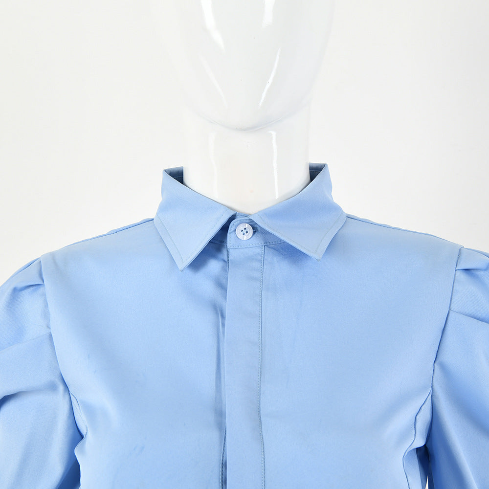 Pleated Stylish Professional Office Lady Shirt Style For Women