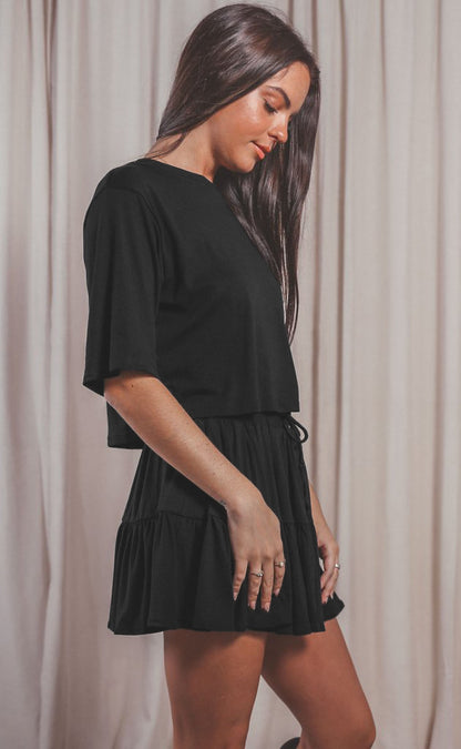 Long Sleeve Top With Pleated Skirt Sets Leisure Sets For Women