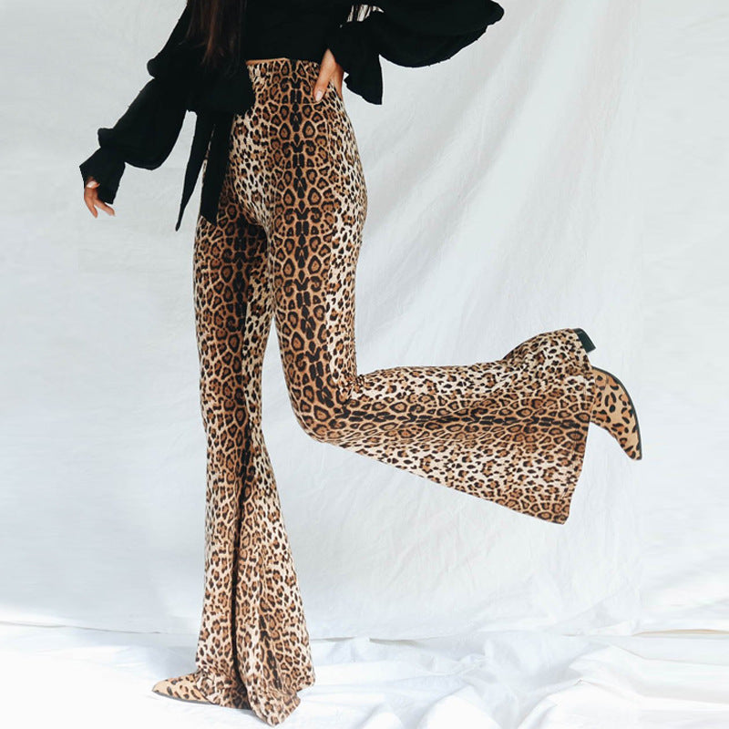 Leopard Tiger Print Texture Sexy Body Bell Bottom Stylish Pants