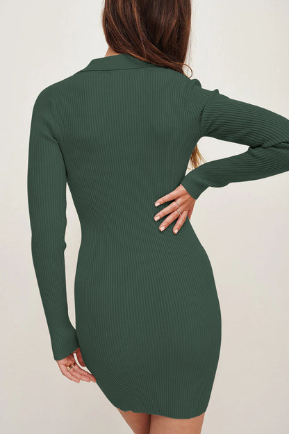 High Class One Piece Rib Material Dress Hip Wrap Style Dress