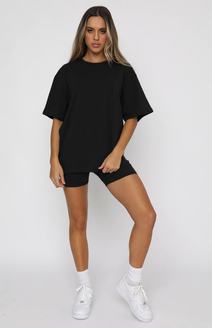 Tshirt Top With Short High Quality Comfortable Stretch Material Sets For Women