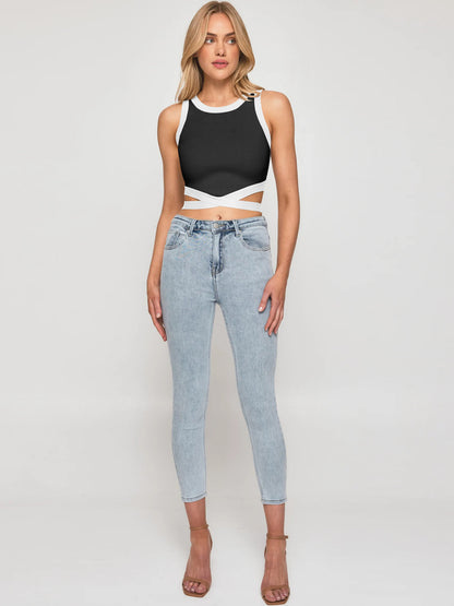 Rib Material Crop Top Cute Style High Quality Sexy Top For Women