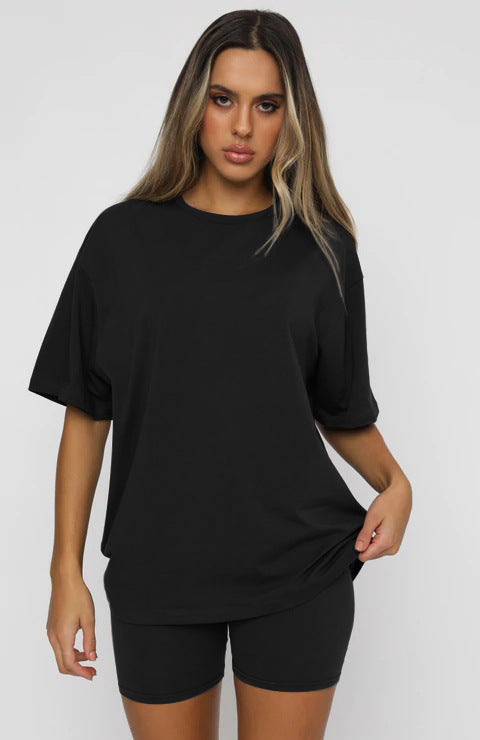 Tshirt Top With Short High Quality Comfortable Stretch Material Sets For Women