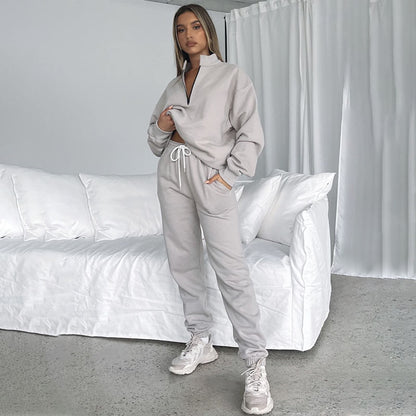 Stand Collar Solid Color Sweatshirt Comfortable Material Customized Support Sweatshirt For Women