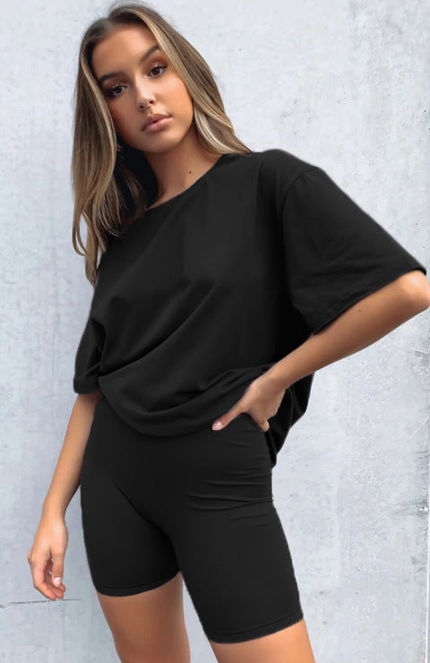 Tshirt Top With Short High Quality Comfortable Stretch Material Sets For Women