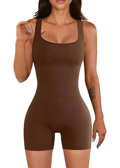 One Piece Rib Material Low Cut Sexy Fit Wearing Body Suit