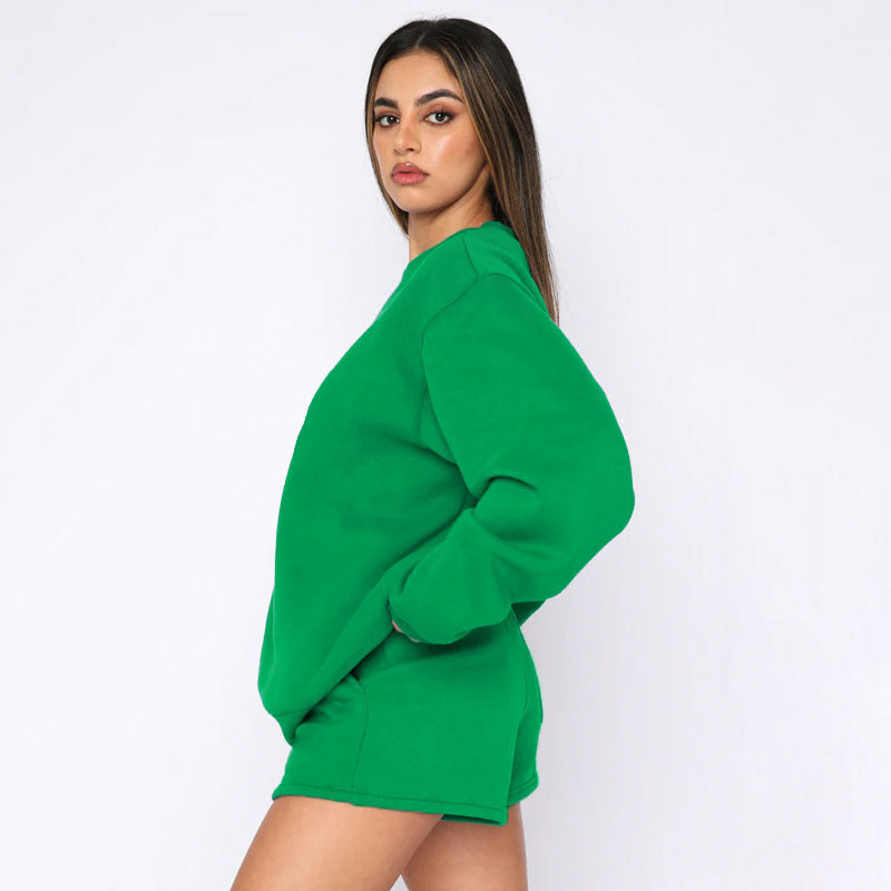 French Terry Material Sweatshirt With Shorts High Qaulity Sets Tracksuits For Women