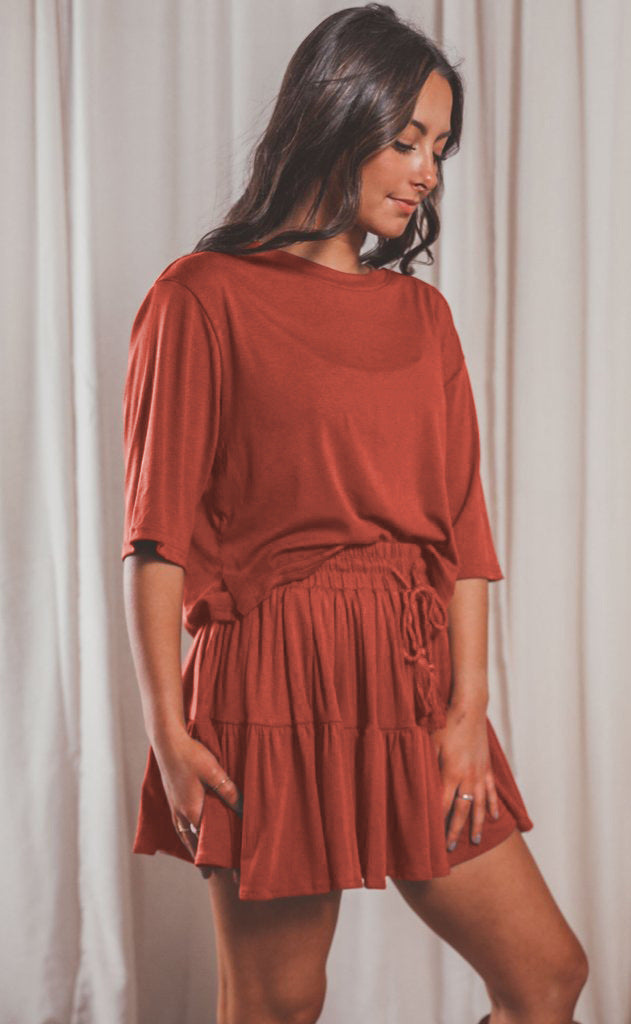 Long Sleeve Top With Pleated Skirt Sets Leisure Sets For Women