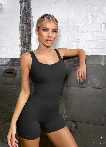 One Piece Rib Material Low Cut Sexy Fit Wearing Body Suit