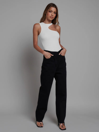 Sexy One Piece Body Suit Rib Material Sexy Style Crop Top For Women