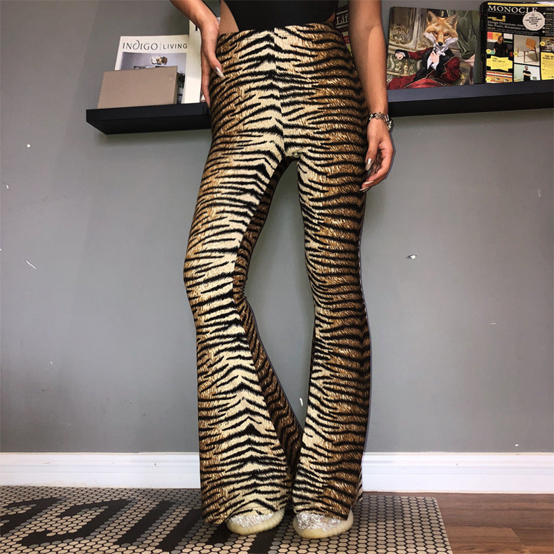 Leopard Tiger Print Texture Sexy Body Bell Bottom Stylish Pants