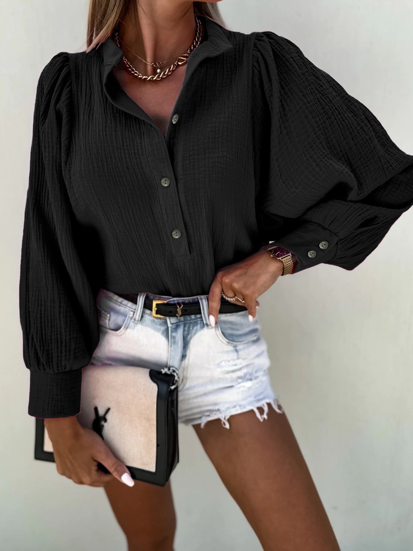 Long Sleeve Stylish Casual Leisure Soft Material Shirt For Women