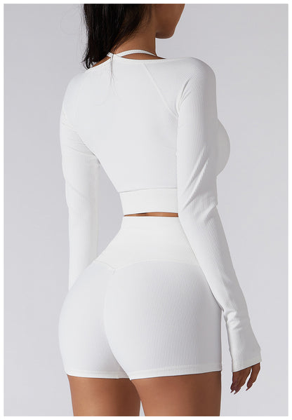 Spring And Summer New Sports Top Women With Chest Pad Quick Dry Fitness Clothes Slim Fit Tight Long Sleeve Yoga Clothes