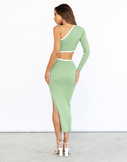 One PIece Rib Material Backless Skirt Hip Wrap Dress