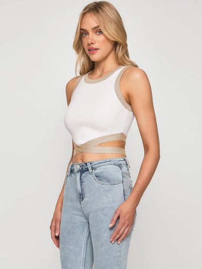 Rib Material Crop Top Cute Style High Quality Sexy Top For Women