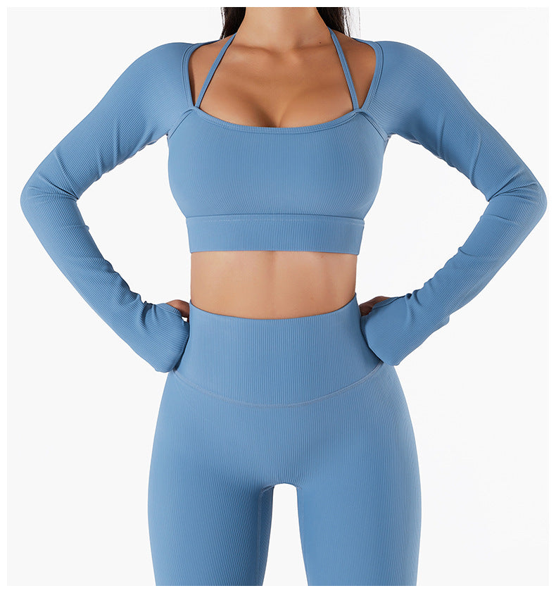 Spring And Summer New Sports Top Women With Chest Pad Quick Dry Fitness Clothes Slim Fit Tight Long Sleeve Yoga Clothes