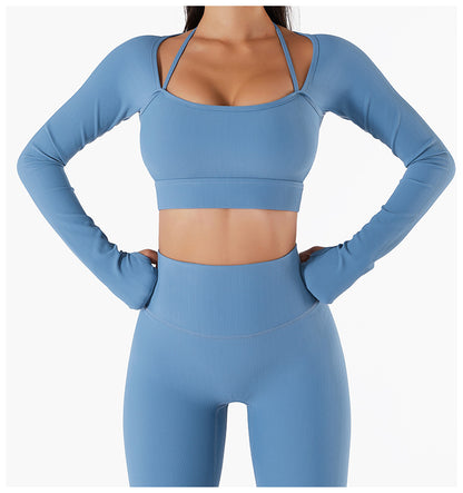 Spring And Summer New Sports Top Women With Chest Pad Quick Dry Fitness Clothes Slim Fit Tight Long Sleeve Yoga Clothes