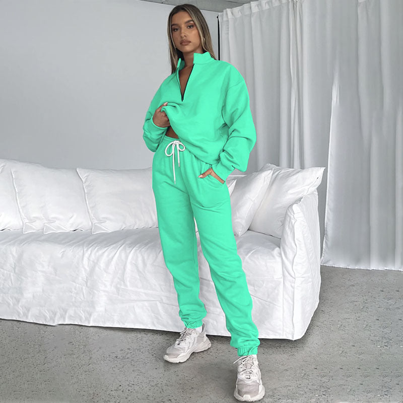 Stand Collar Solid Color Sweatshirt Comfortable Material Customized Support Sweatshirt For Women