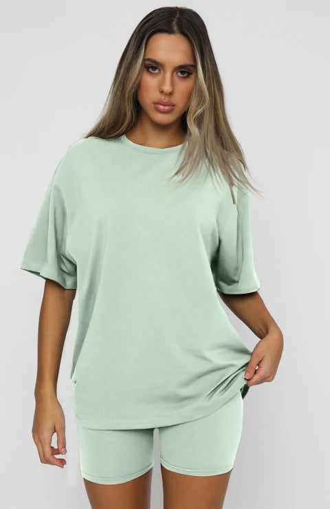 Tshirt Top With Short High Quality Comfortable Stretch Material Sets For Women