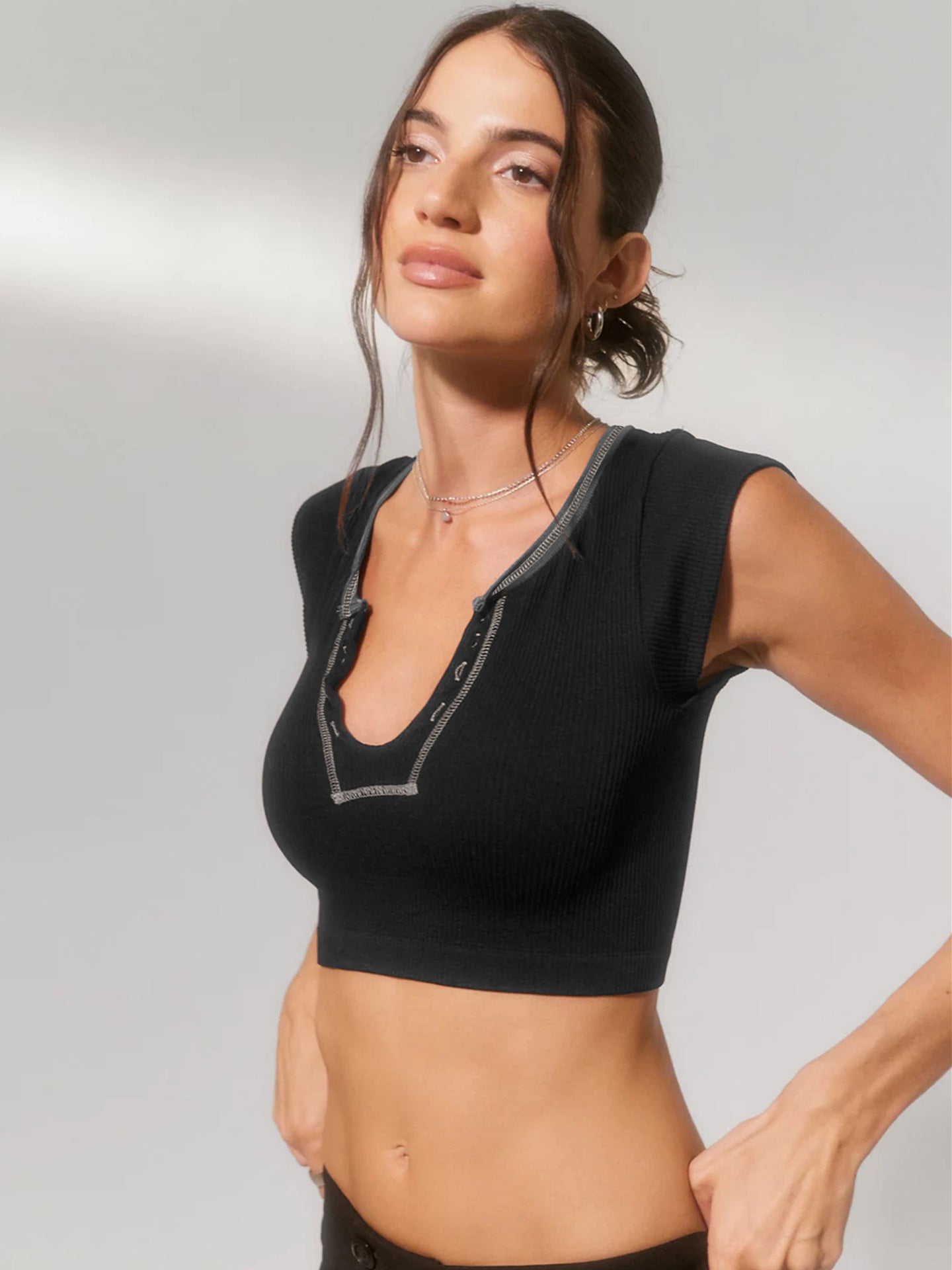 Sexy Low Cut Crop Top Tshirt High Quality For Women