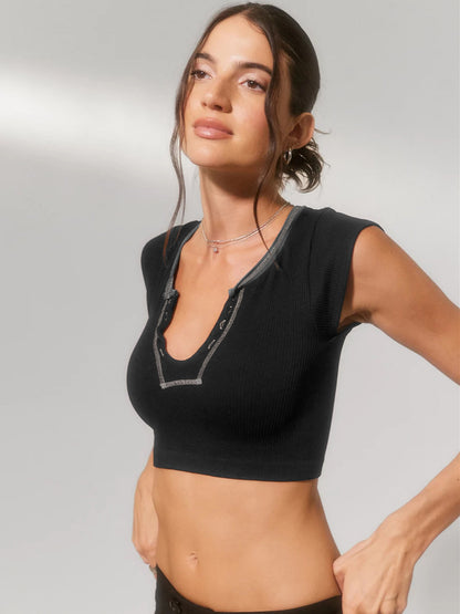 Sexy Low Cut Crop Top Tshirt High Quality For Women