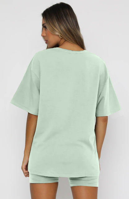 Tshirt Top With Short High Quality Comfortable Stretch Material Sets For Women