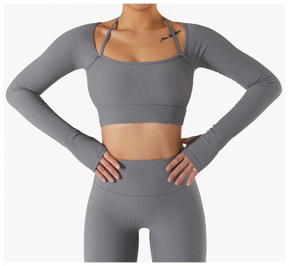 Spring And Summer New Sports Top Women With Chest Pad Quick Dry Fitness Clothes Slim Fit Tight Long Sleeve Yoga Clothes