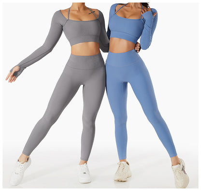 Spring And Summer New Sports Top Women With Chest Pad Quick Dry Fitness Clothes Slim Fit Tight Long Sleeve Yoga Clothes