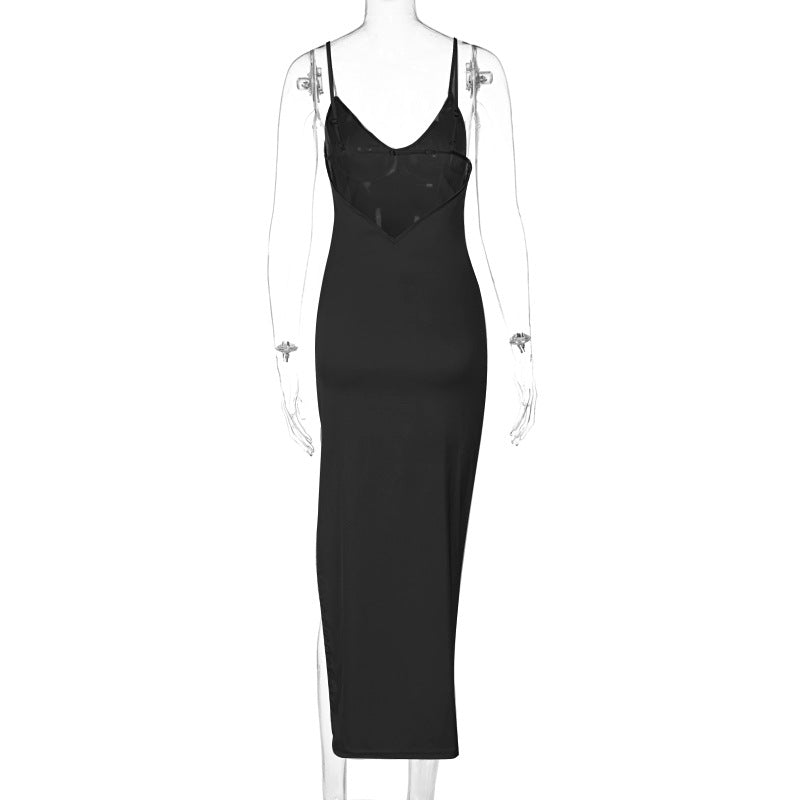 Sexy Backless V-Neck Slit Dress Hot Sale Style Dress