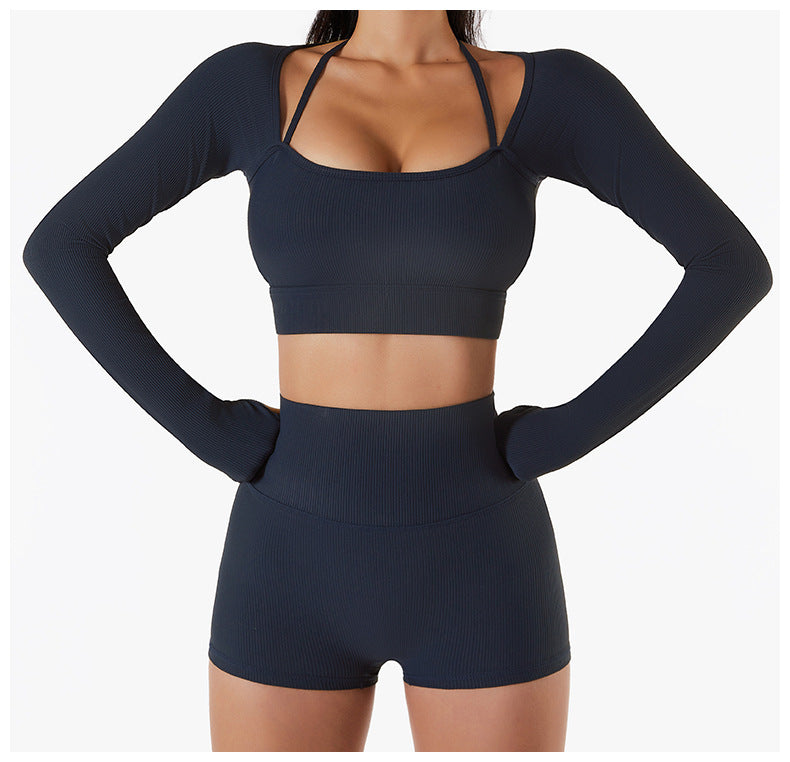 Spring And Summer New Sports Top Women With Chest Pad Quick Dry Fitness Clothes Slim Fit Tight Long Sleeve Yoga Clothes