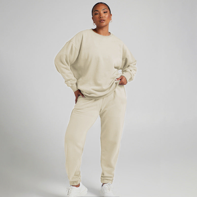 Solid Color Sweat Shirt Oversized Style Casual Leisure Sweatshirt For Women