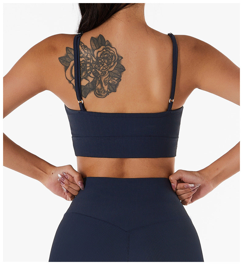 Beautiful Back Sports Underwear Gather Yoga Bra Running Fitness Top European And American Sling Yoga Clothes For Women