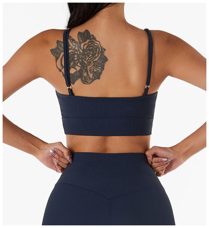 Beautiful Back Sports Underwear Gather Yoga Bra Running Fitness Top European And American Sling Yoga Clothes For Women