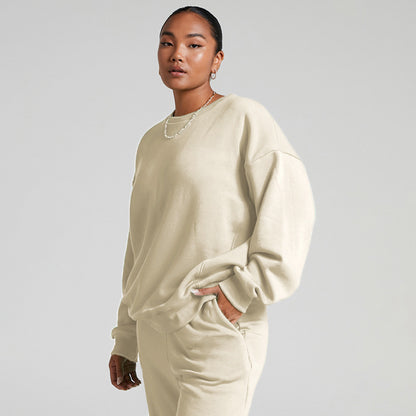 Solid Color Sweat Shirt Oversized Style Casual Leisure Sweatshirt For Women